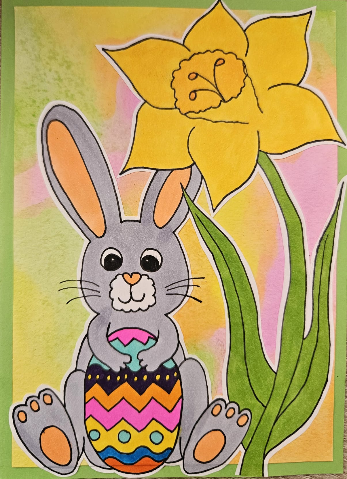 Osterkarte Hase Blume