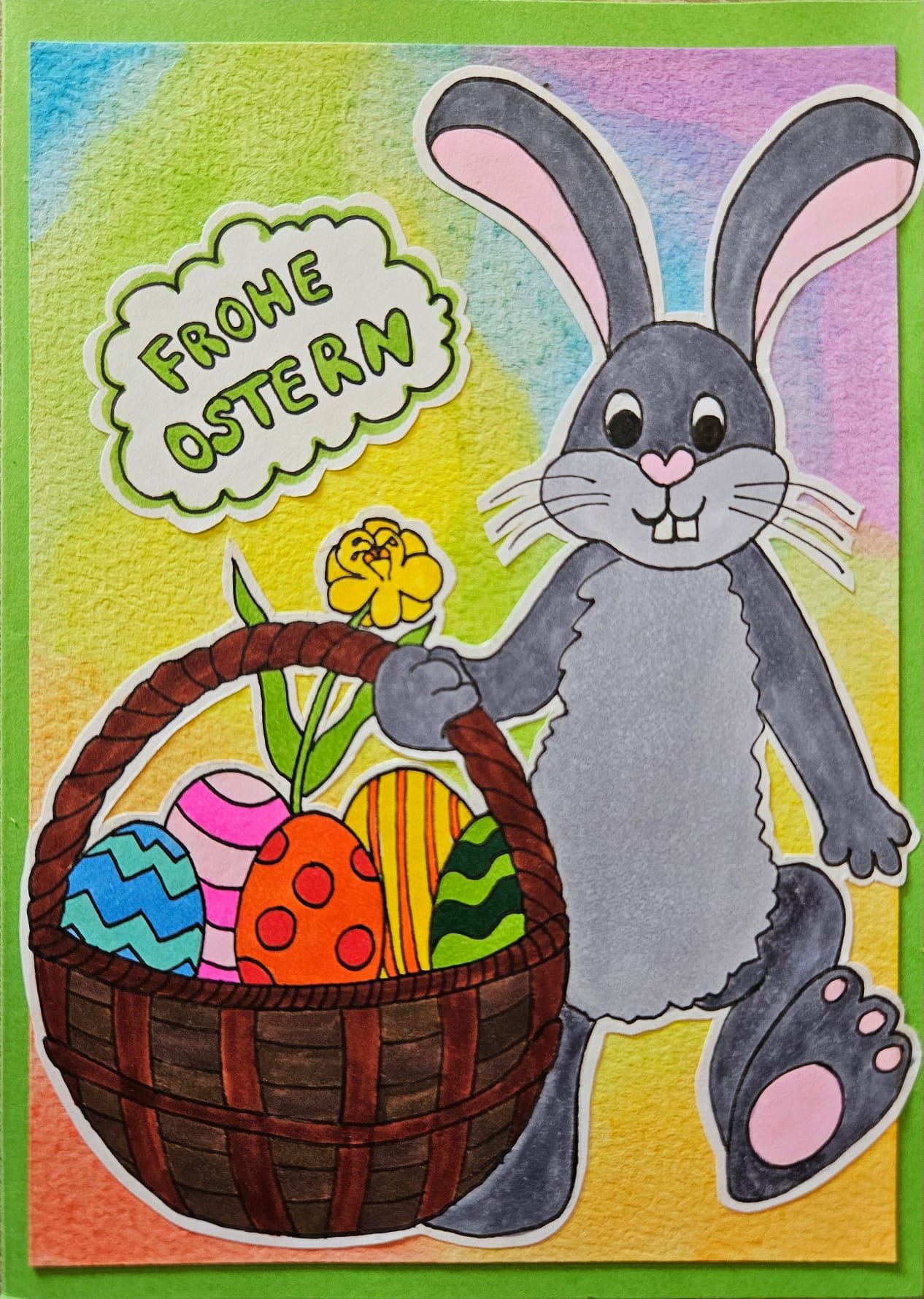 Osterkarte Hase Korb 2