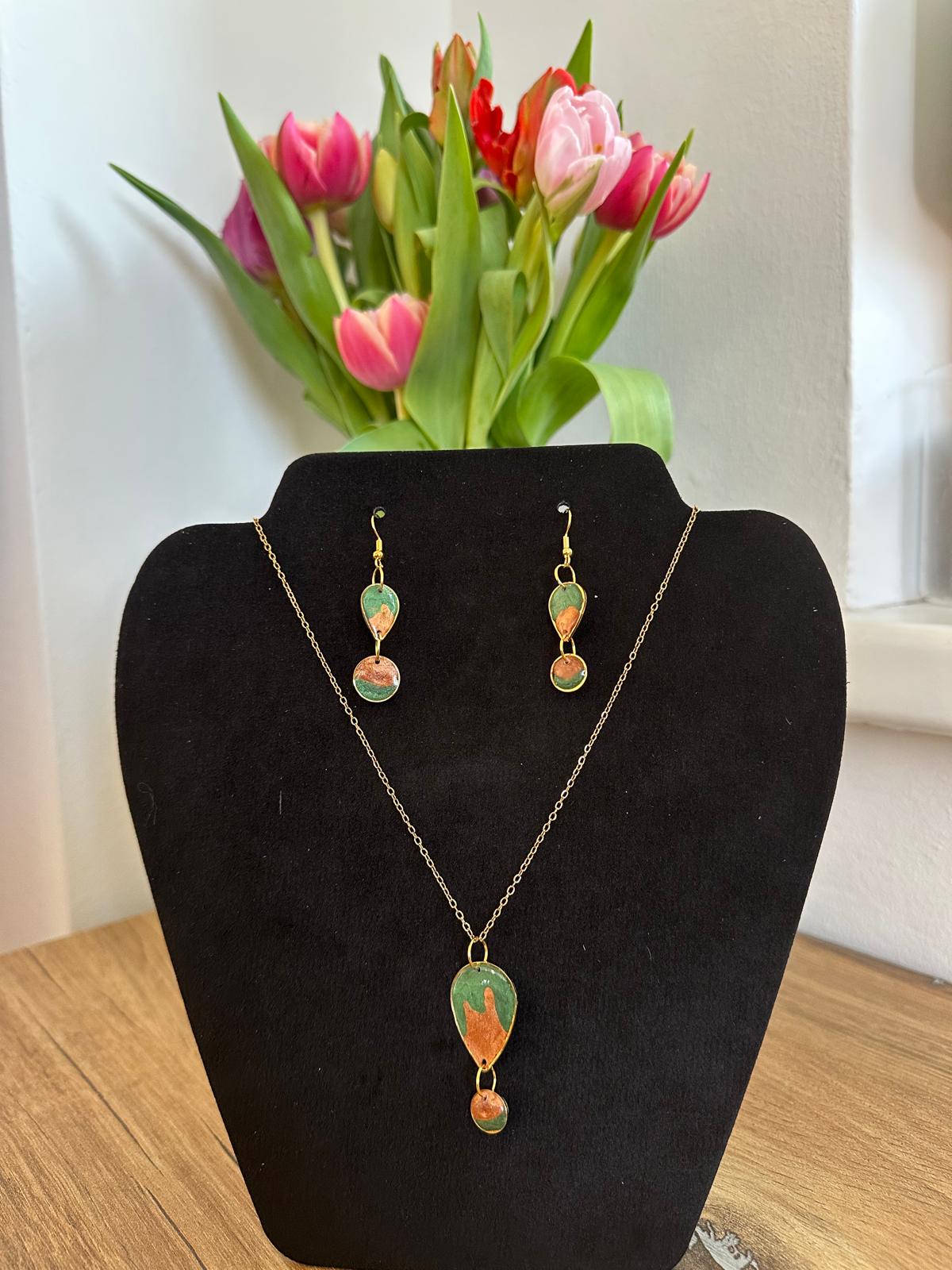 Schmuck Set Grün Kupfer