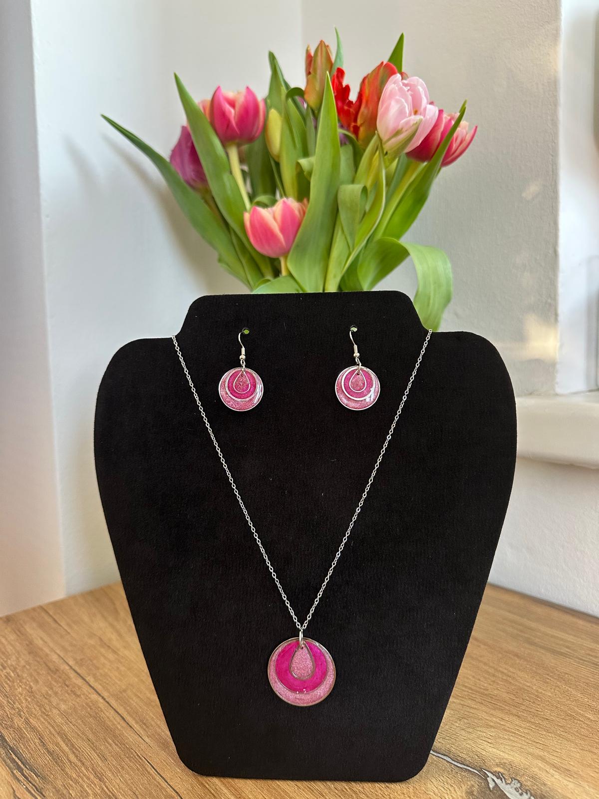 Schmuck Set Pink Rund