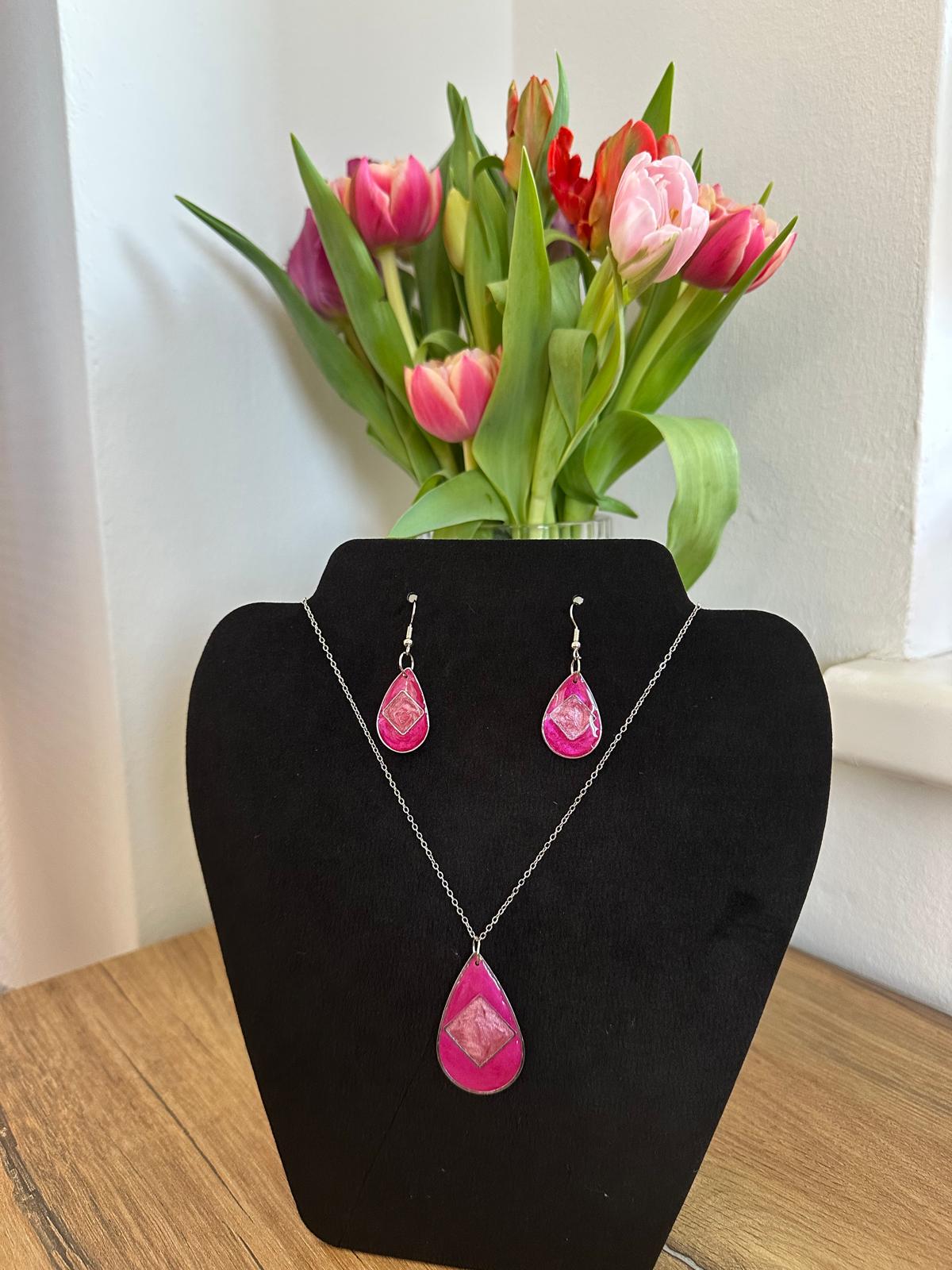 Schmuck Set Pink Tropfen